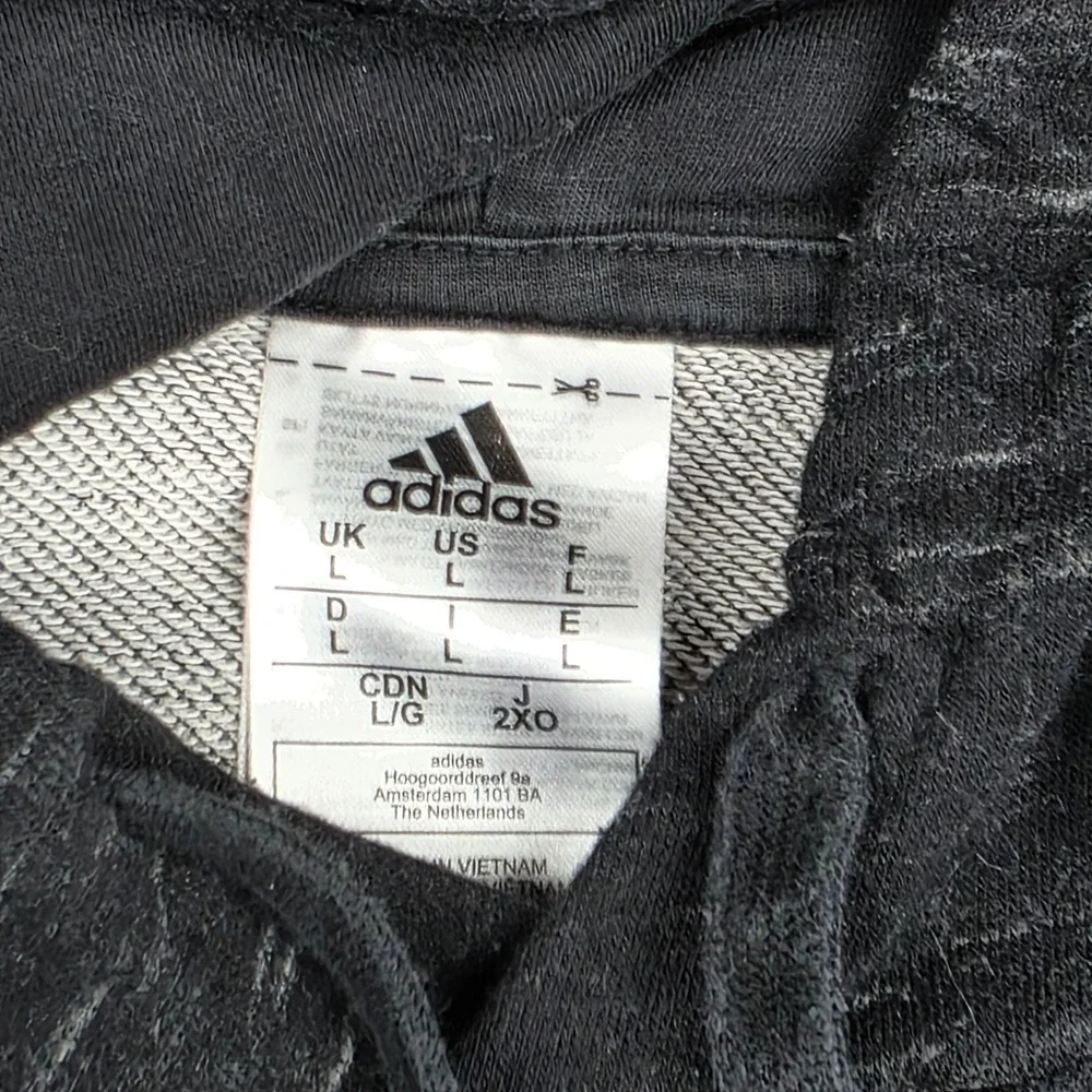 Adidas Hoodie Mens Large Black Heathered Space Dye‎ Pullover GK8910